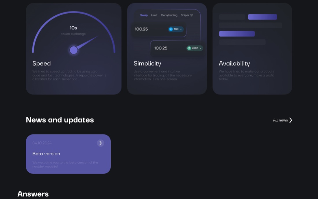 Nest DEX — advantages