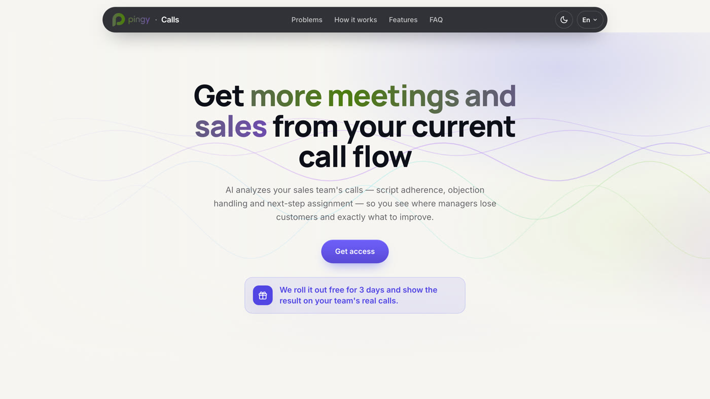 Pingy Calls landing page